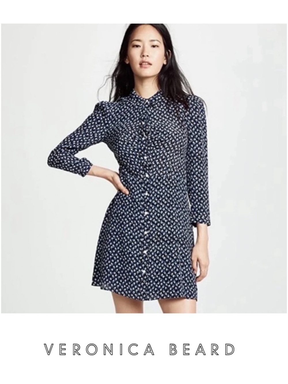 Veronica Beard Kingsley floral shirt dress, Blue, Size 8